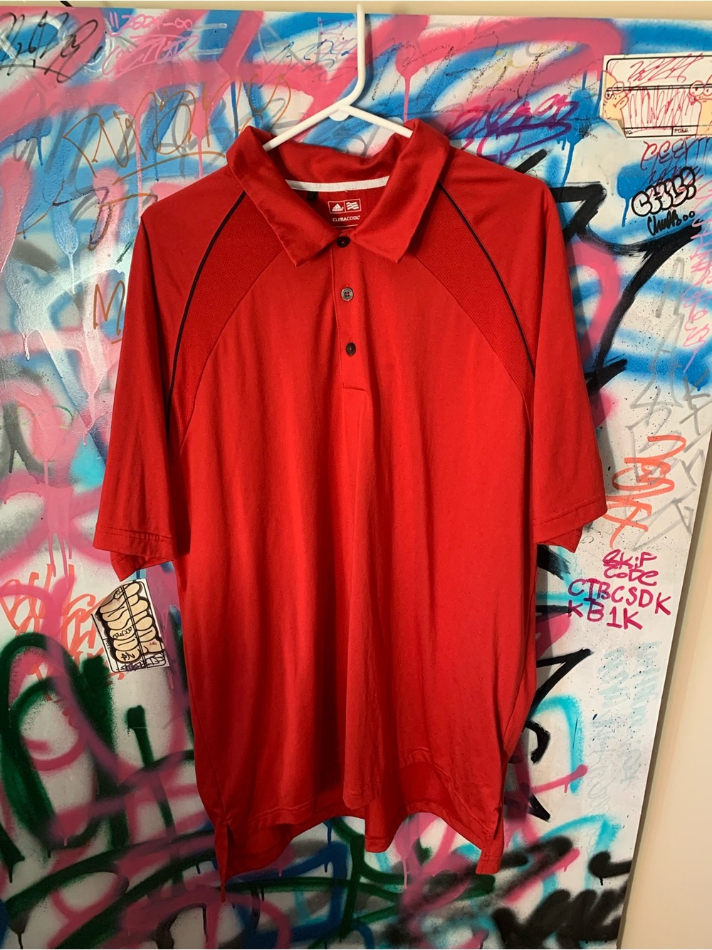 Adidas Men’s Red Short-Sleeve Polo/Golf Shirt Button Up Size XL